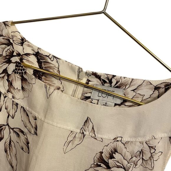 Ann Taylor Loft Sleeveless Floral Linen Blend Dress Size 6 - Picture 3 of 8